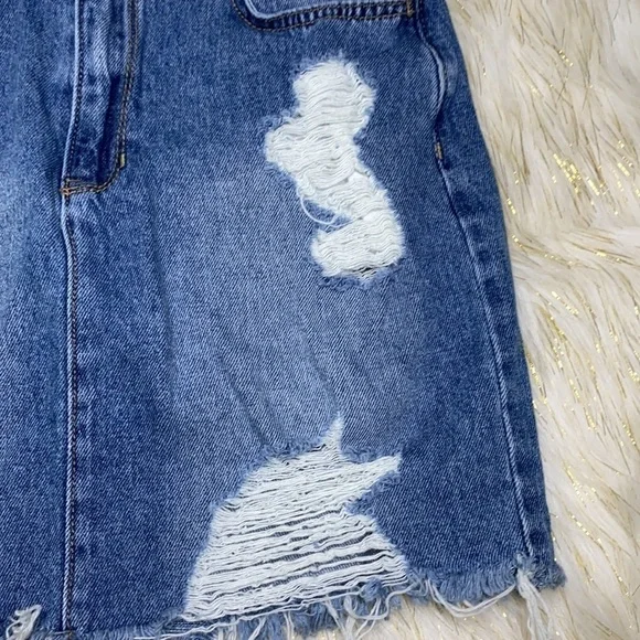 Hollister - Destroyed Denim Dress Size 3 Waist 26 - Picture 2 of 6